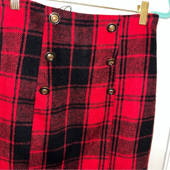 Red black plaid mini skirt school girl  Hyfve new nwt medium M - Picture 3 of 5